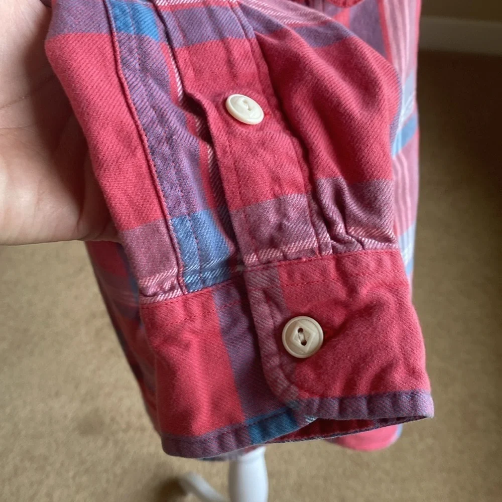 J. Crew Red and Blue Casual Button Down. Size S. Flannel. 100% cotton.